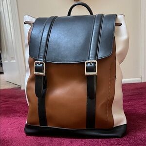 Zara Man Tan Cream Black Colorblock Backpack